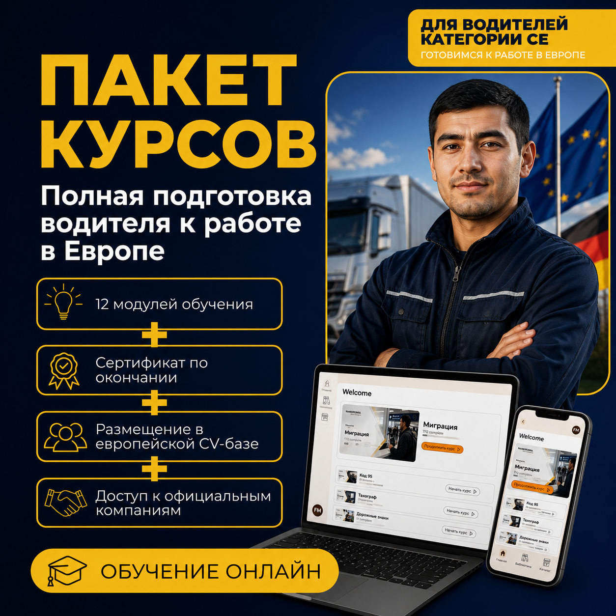 Пакет курсов: Полная подготовка к Европе